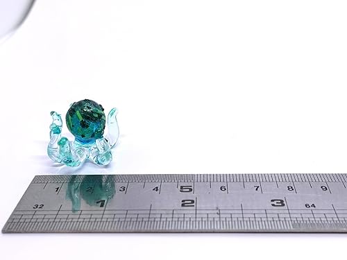 Miniatura 2 de Pulpo diminutas micro figuras sopladas a mano de vidrio soplado a mano, animales, regalo coleccionable para decoración del hogar (turquesa)