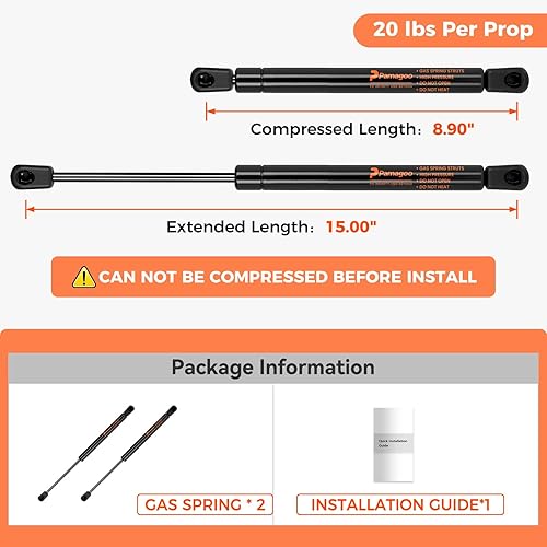 Miniatura 99 de Puntales de elevación de gas de 12 pulgadas, C16-10788, 35 libras; para cámper Leer, Snugtop, ventana trasera de cámper, tapa de caja