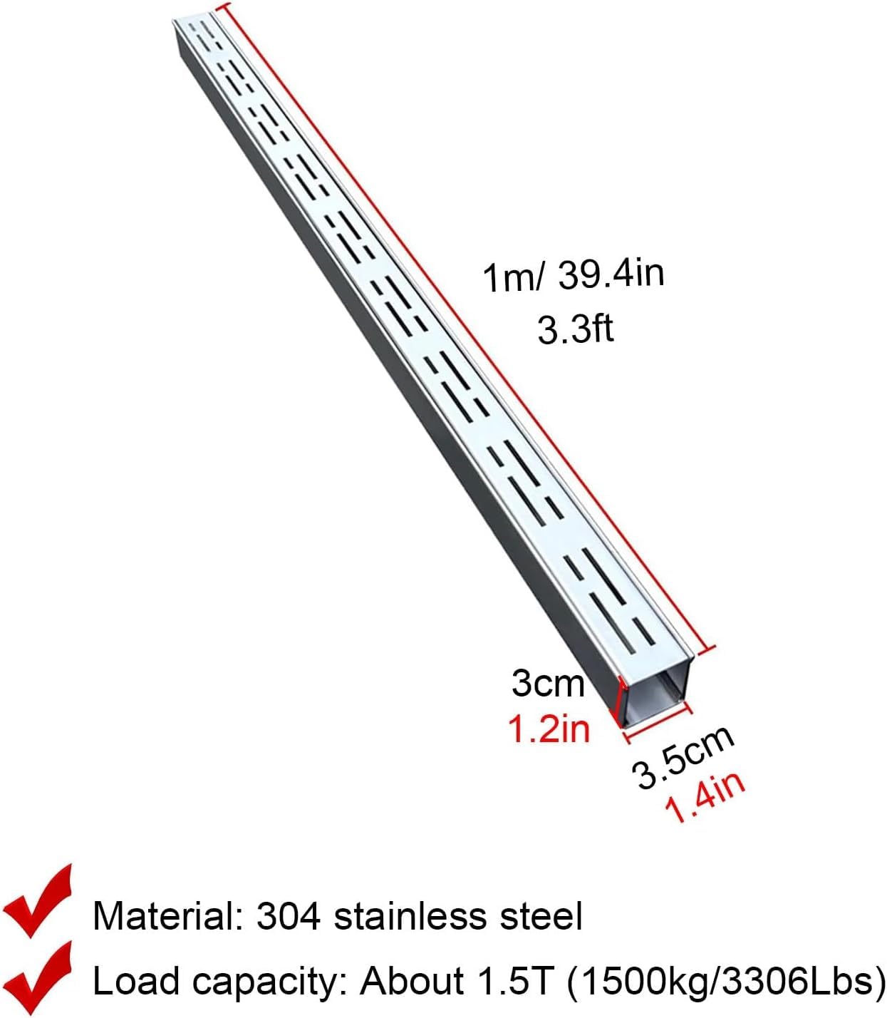 Drenaje de canal de acero inoxidable 304, sistema de drenaje de zanja resistente con rejilla extraíble para gestión del agua al aire libre en patios, jardines, patios y cubiertas