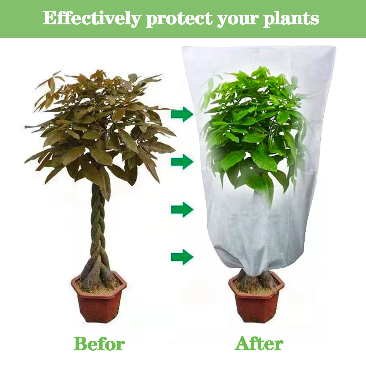 Protections Hivernales Pour Plantes - Lot De 2, 120 X 180 Cm - Tissu Respirant, Avec Fermeture éclair Et Cordon - 6