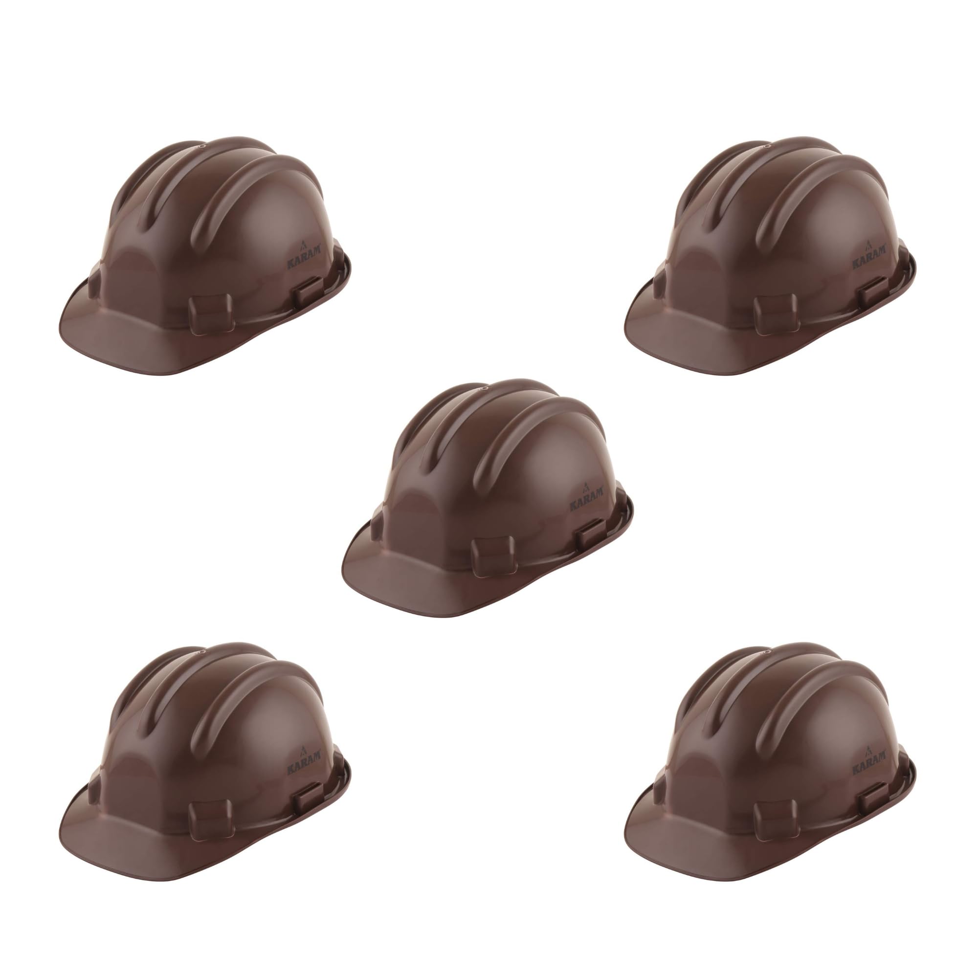 KARAM PN521 Safety Helmet for Men Construction Helmet | Ratchet Type Adjustment with Adjustable Chin Strap | Work Helmet with Side Slot for Attachment | is:2925:1984 Certified | Brown | Pack of 5-image-42