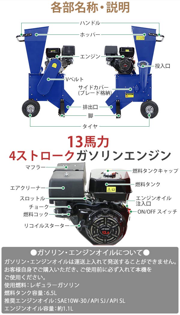 Amazon.co.jp: 粉砕機 ウッドチッパー ガーデンシュレッダー エンジン 