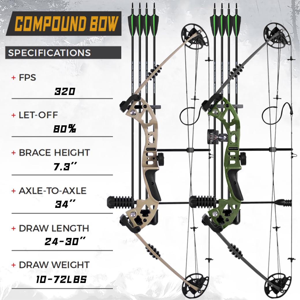 Arc à Poulies Adulte Compound 10-45 lbs 325fps Set Chasse Débutants Professionnel