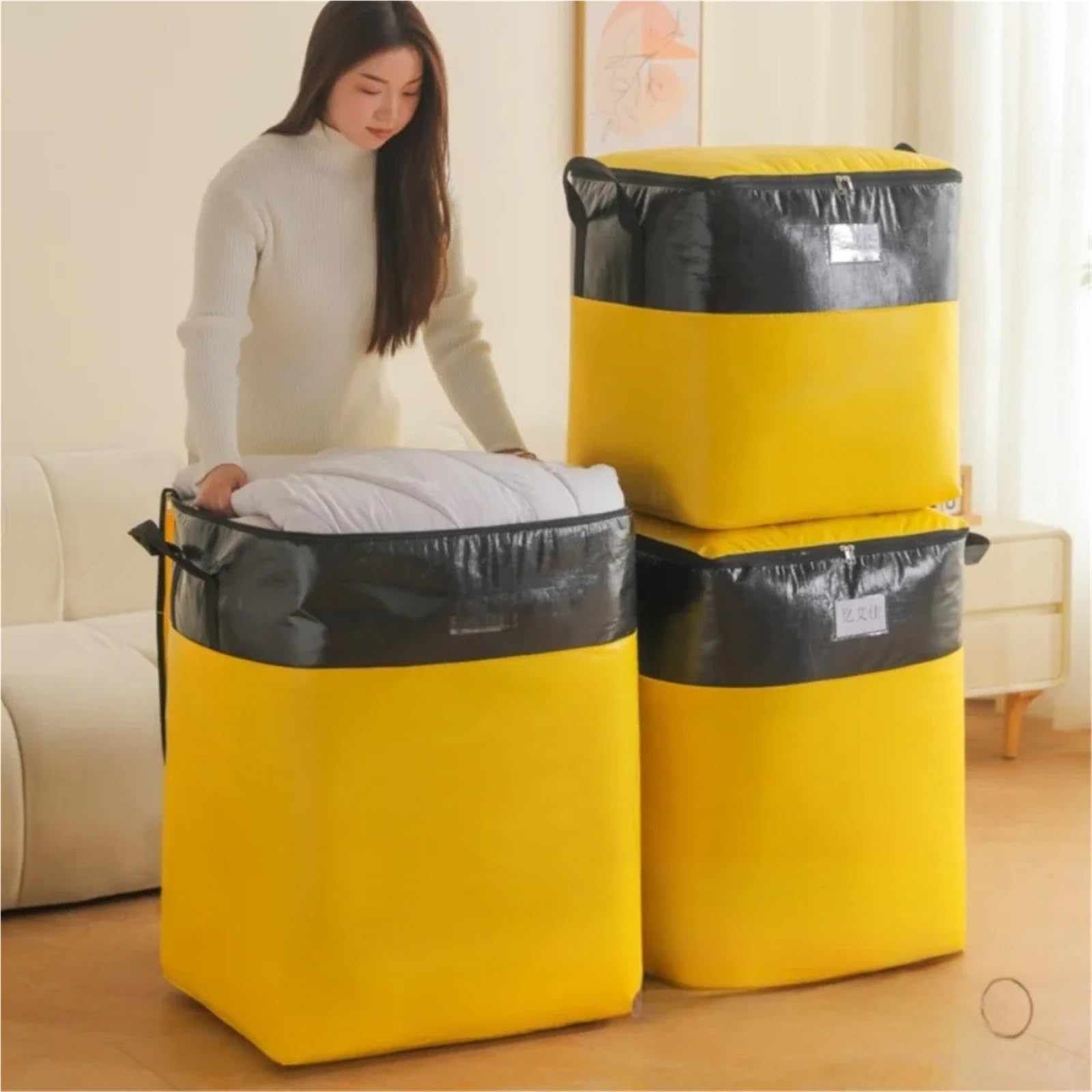 Umzugstaschen Umzugspakettasche mit großer Kapazität, multifunktionale, wasserdichte Gepäckverpackung, langlebig, feuchtigkeitsbeständig für Umzug(Blue L)