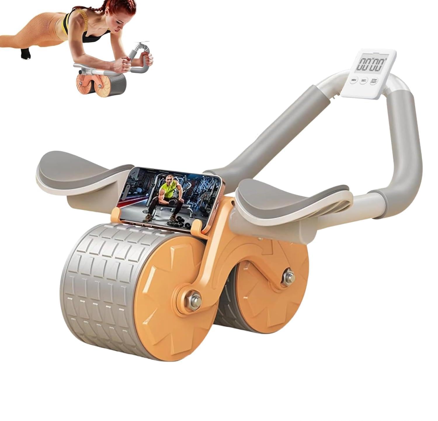 𝗥𝘂𝗼𝘁𝗲 𝗔𝗱𝗱𝗼𝗺𝗶𝗻𝗮𝗹𝗲 con Rimbalzo Automatico Rullo per ABS. Kit per Allenamento a Casa con Ginocchiera e Cronometro Inclusi. Sport per Principianti a Casa