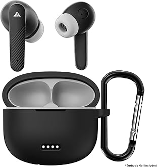 Earphone Case Cover Compatible for GOBOULT Z25, Soft Silicone Skin Case Cover Shock-Absorbing Protective Case with Keychain [Front LED Visible](Black)