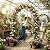 Galvanized Metal Garden Arbor,7.6ft H x 4.6ft W,Rust-Resistant Heavy-Duty Garden Arch Trellis for Climbing Plants Vines Roses, Ideal for Weddings, Bridal Events, Halloween, Christmas & Outdoor Decor