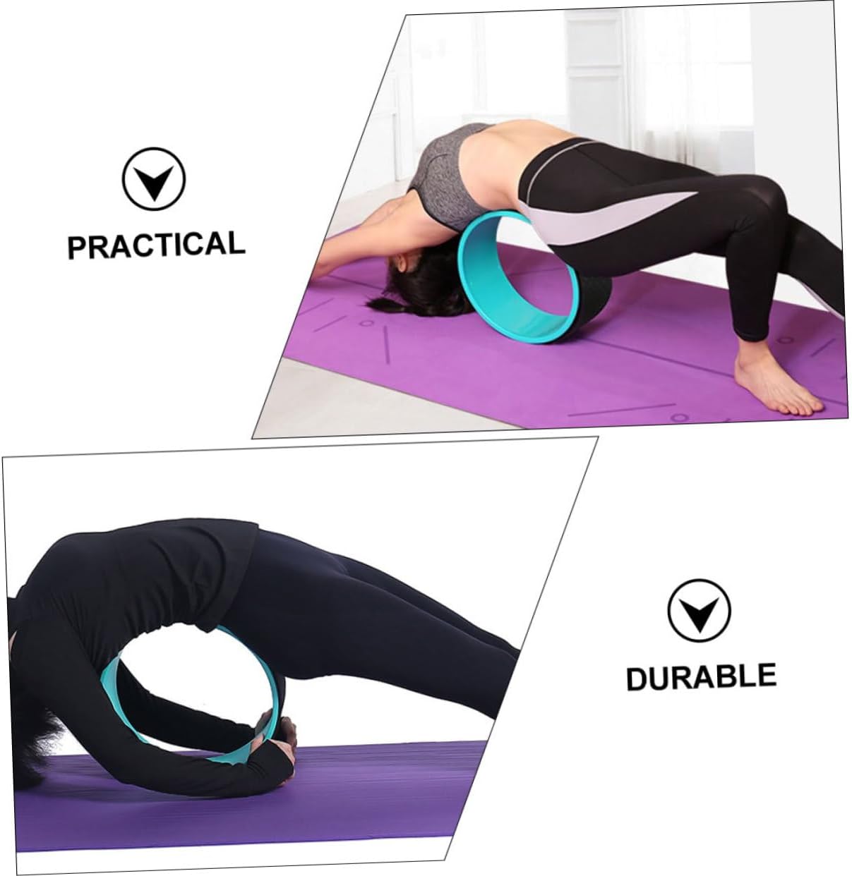 SUPVOX 1set Deep Stretch Yoga Wheel Set Circle Ring Yoga Roller for Tool Green Black