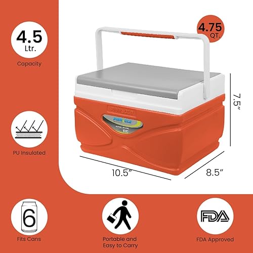Miniatura 3 de Enfriador de pícnic  Enfriador duro de 4.5 litros  Coolbox mantiene el contenido fresco durante 48 horas  Enfriador exterior sin BPA  Enfriador