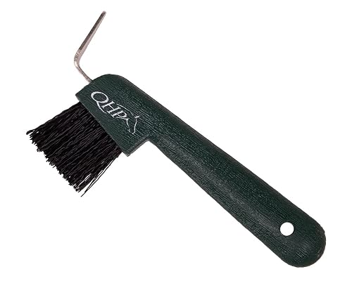QHP Rascador de pezuñas Color con cepillo (verde oliva)