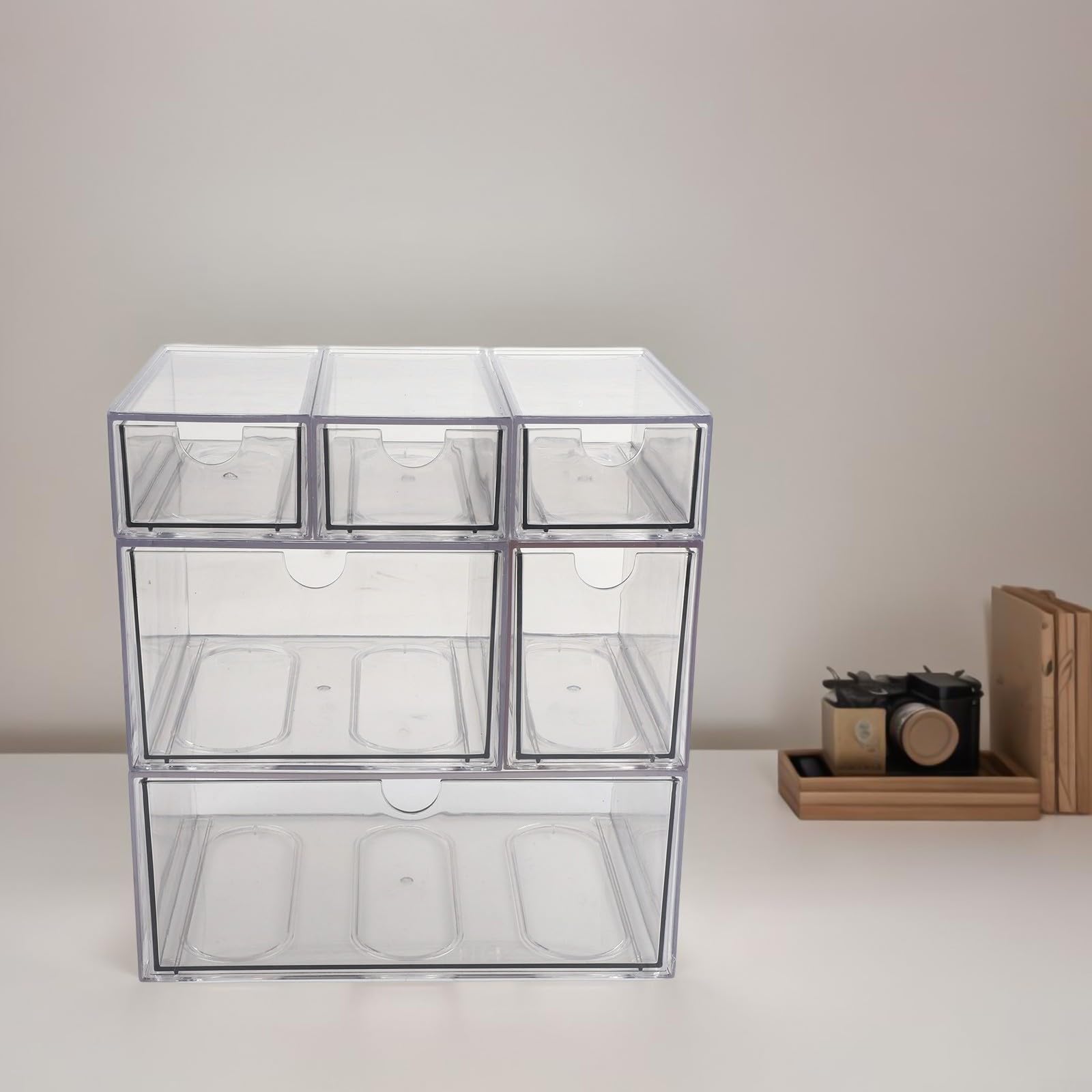 Gabinete de almacenamiento de acrílico transparente para una fácil organización de materiales de oficina y manualidades (H)