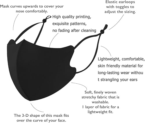 Miniatura 5 de OMG Decor Máscaras Faciales Lavables, Máscara Facial de Tela Reutilizable, Máscaras de Tela de Seda de Hielo y Algodón, Máscara Facial con Patrón de