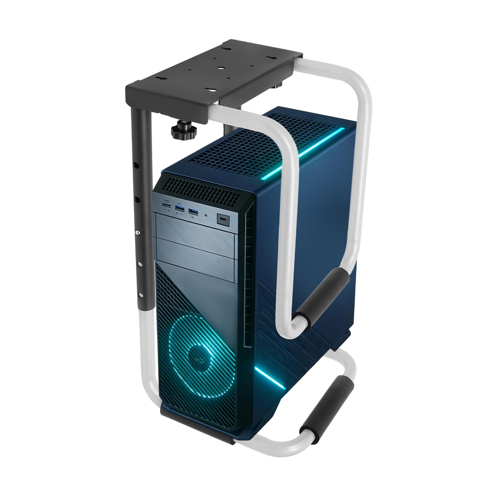 Supporto per PC sotto la scrivania, portata 27,22 kg, supporto da parete per PC, regolabile in altezza 30-60 cm, in acciaio Q235, supporto per alloggiamento sotto il tavolo, nero