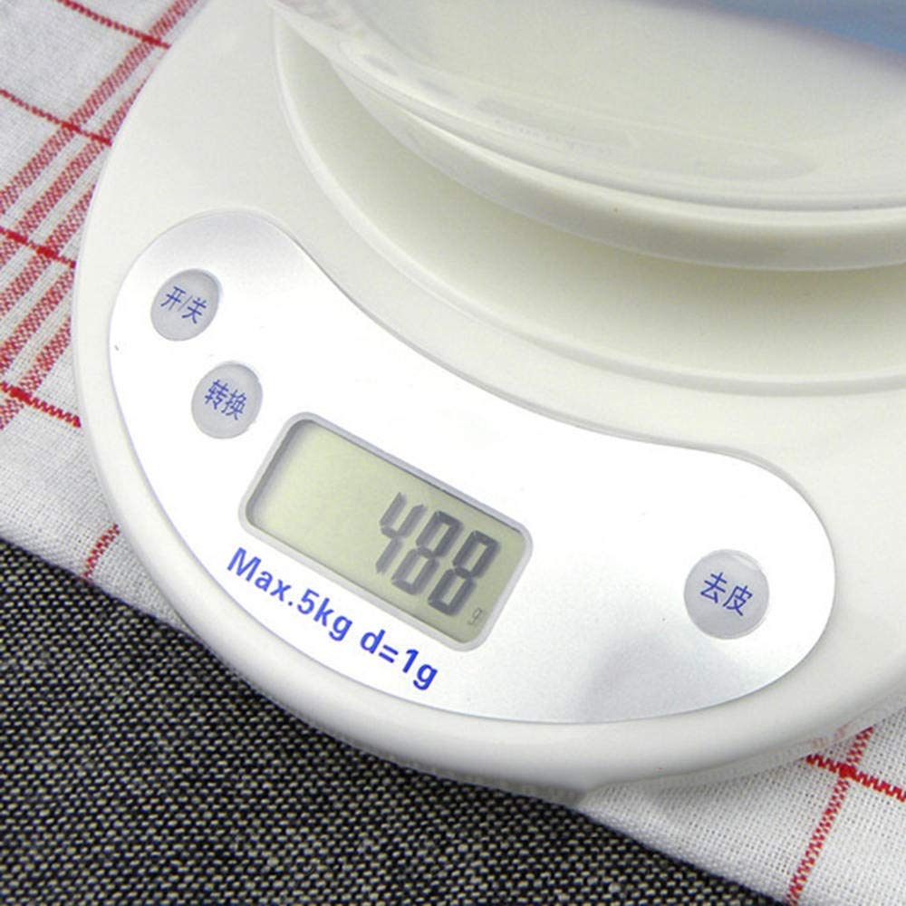 Báscula Digital de Cocina de 5 kg, electrónica para el hogar, para Pesar Alimentos, de sobremesa, de Alta precisión y con medición precisa (Marfil, 3 kg)