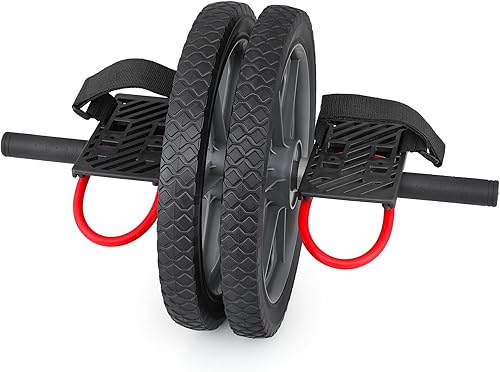 Rueda de rodillo abdominal con correas de pie, equipo de entrenamiento abdominal para entrenamiento de cuerpo completo, entrenamiento de fuerza
