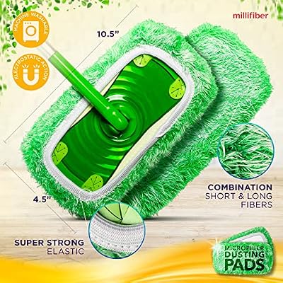 Millifiber Heavy Duty Duster Refills for Swiffer Sweeper Mop (2 Pack) - Reusable Dry Sweeping Pads (Mop is Not Included)