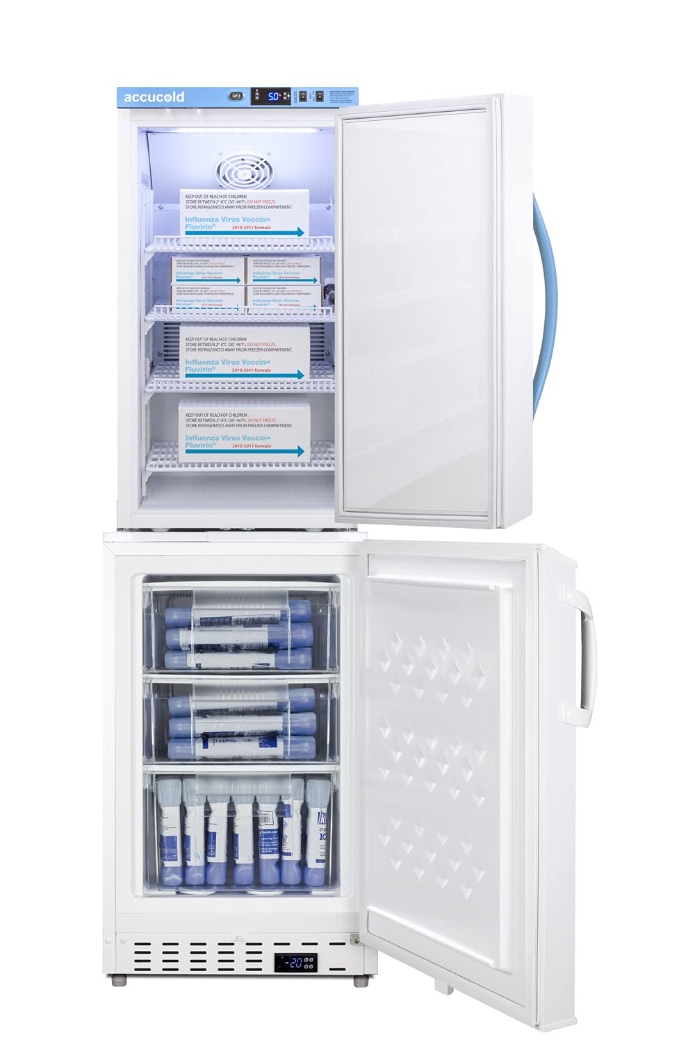 Summit Appliance Ars3pv-Ada305afstack 20" Wide Vaccine Refrigerator/Freezer Combination; Includes Ars3pv Refrigerator And Ada305af Freezer; 5.47 Cu.Ft; Automatic Defrost; Temperature Alarms on Fridge.com - View 3