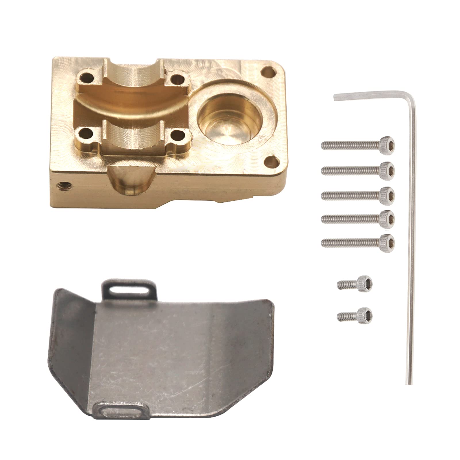 MirthobbyBrass Differential Counterweight Cover with Guard Plate Steel Skid Plate for Axial Scx24 AXI90081 AXI00002 1/24 RC Crawler Car Truck