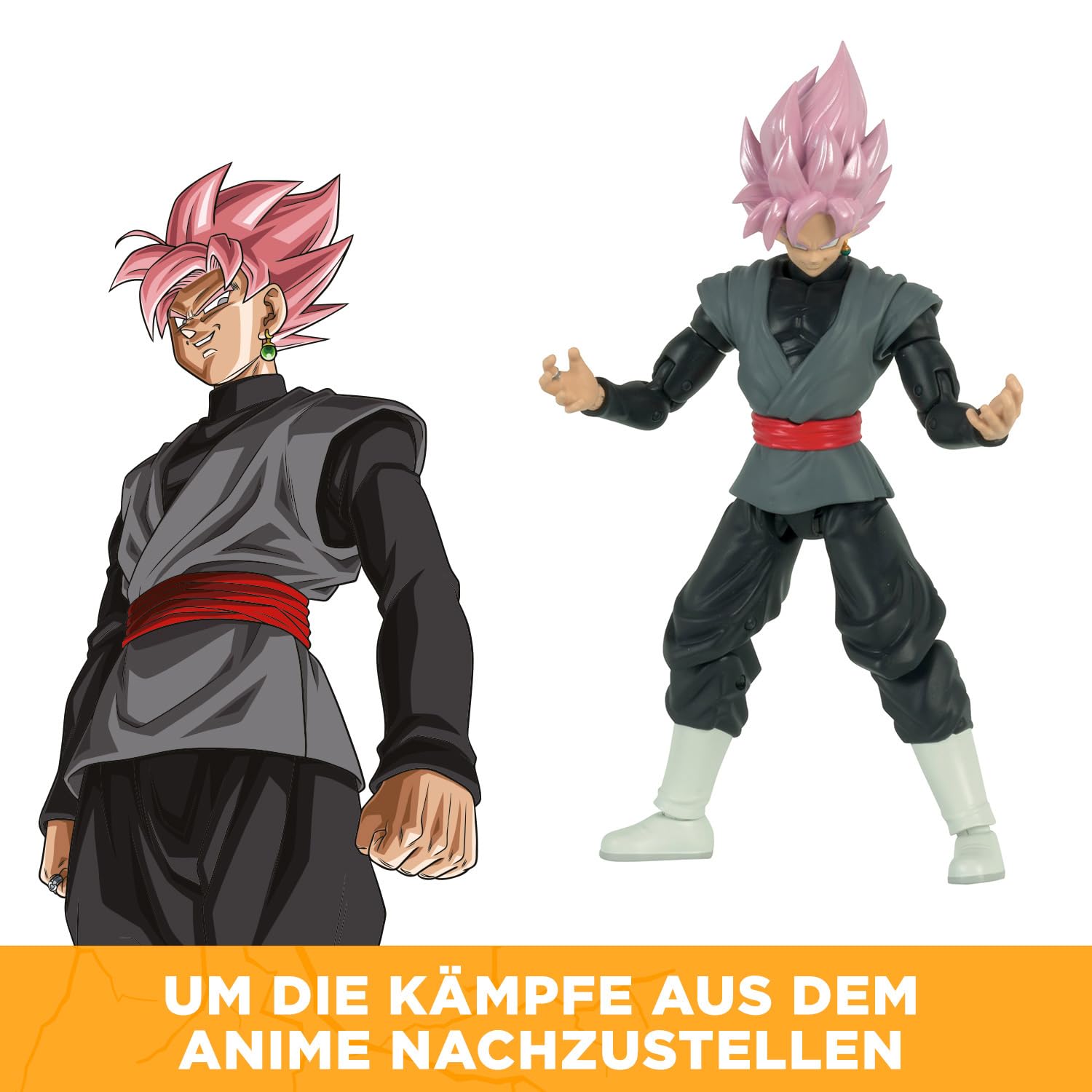 BANDAI - Dragon Ball Super - Figur Dragon Stars Super Saiyan Rosé Goku Black 17 cm - Bewegliche Actionfigur mit Zubehör - Offizielle Dragon Ball Lizenz - Spielzeug ab 4 Jahren - 35866