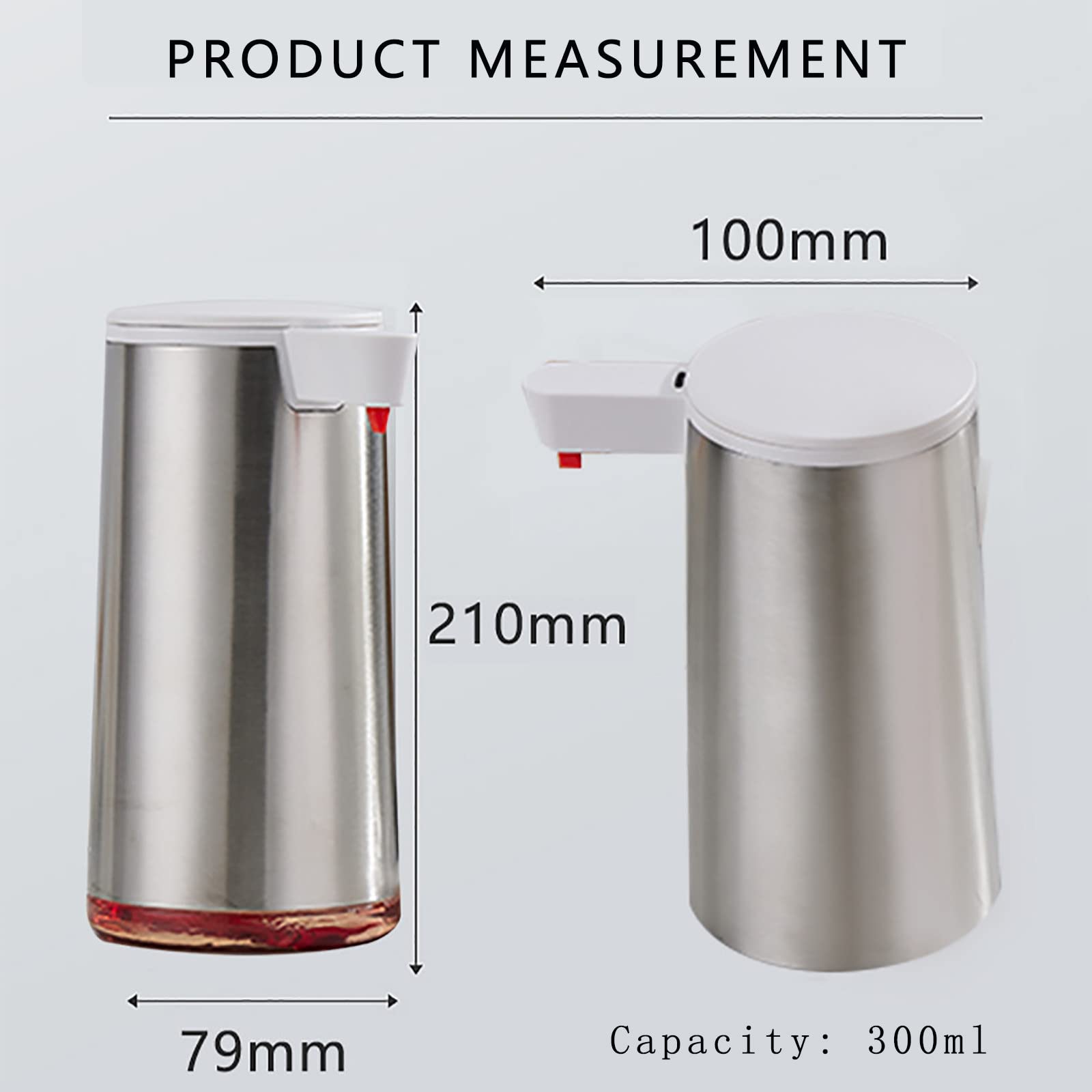 Dispenser Sapone Automatico, Dispenser Sapone Bagno 300ml Ricaricabile, Dispenser Sapone Cucina Non Touch, Dispenser Detersivo Lavatrice con Sensore IPX4 Impermeabile USB Ricaricabile