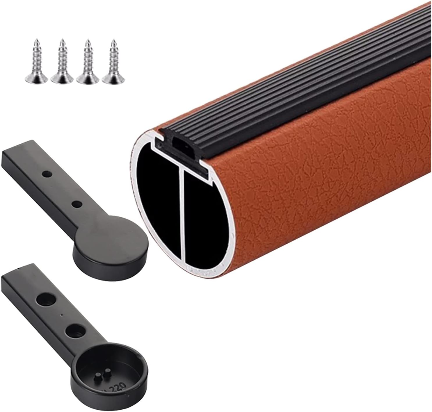 Closet Rods Round Closet Rod Aluminum Alloy,Laundry Room/Cupboard Hanging Clothes Rod with Anti-Slip Silence Strip(Gray,Length-60cm/23.6")