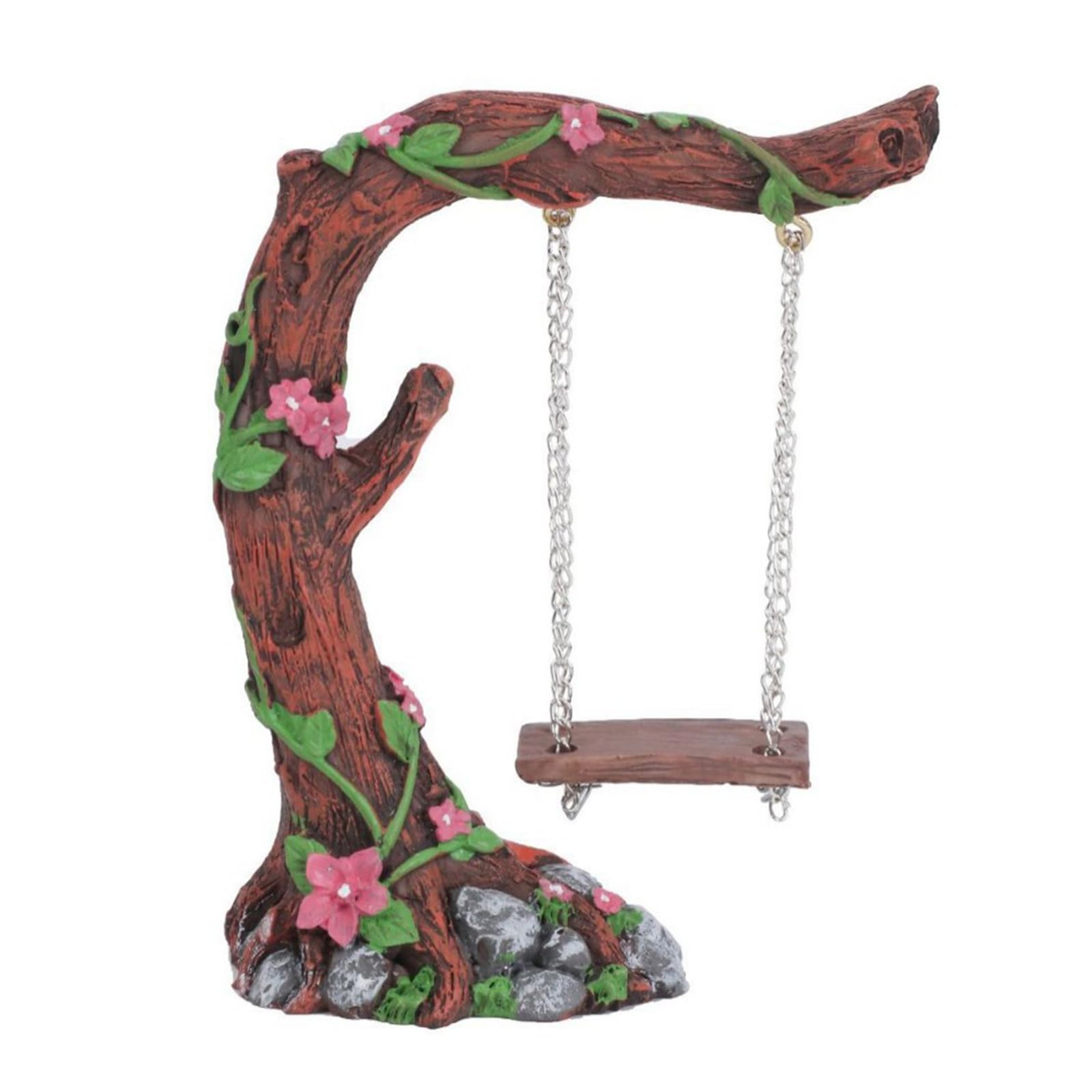 ordinarYone Flower Tree Swing Ornament Resin Miniature Figurine For Indoor Outdoor Home Garden Landscape Party Display