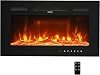 Veryke 60’’ Electric Fireplace, Recessed Wall MountedEmbedded Electric Fireplace, Sheet Metal Temperature-Adjustable with Timer, LED Display , Crystal Stone, Remote Control ,9-Color Flame