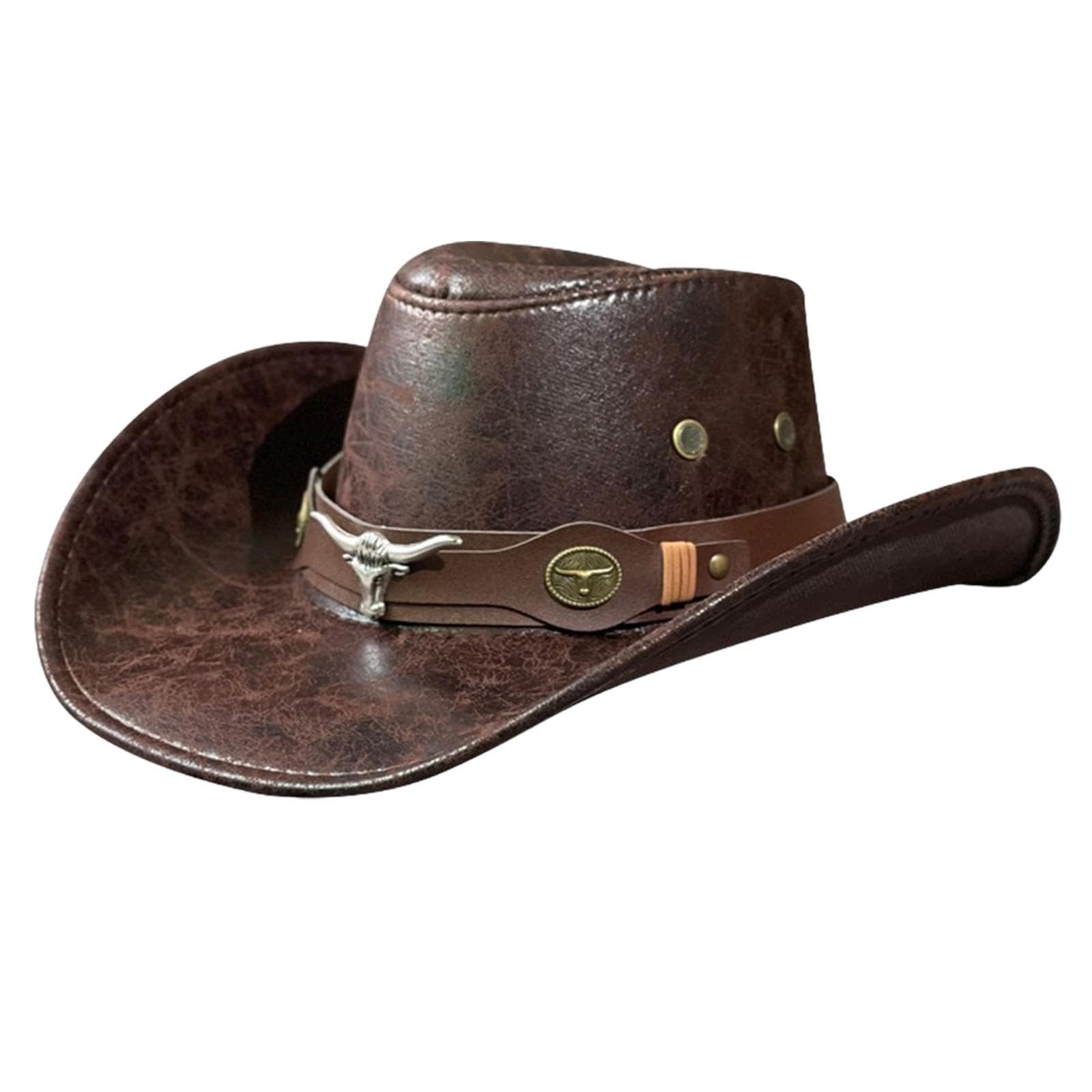 Cowboy Hat Women Stylish Casual Sun Hat for Travel Stage Performance Bull Head Coffee-image-9