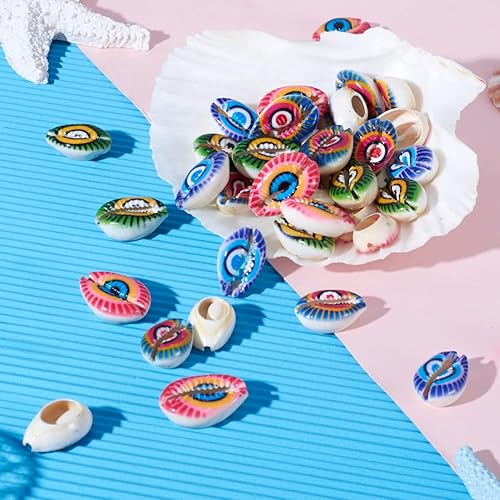 Vista 115 de Cheriswelry 50 cuentas de concha galvanizadas, conchas de cauri en espiral, conchas de mar, verano, playa, cuentas espaciadoras sueltas