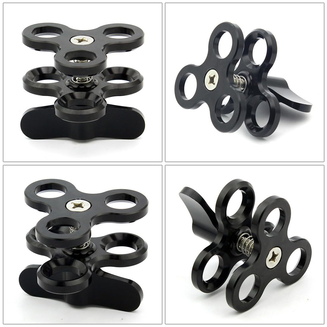 2 abrazaderas de bola subacuáticas de 1 pulgada para brazo de cámara de buceo, compatible con cámara de acción GoPro y brazos de linterna (CLAMP-3)