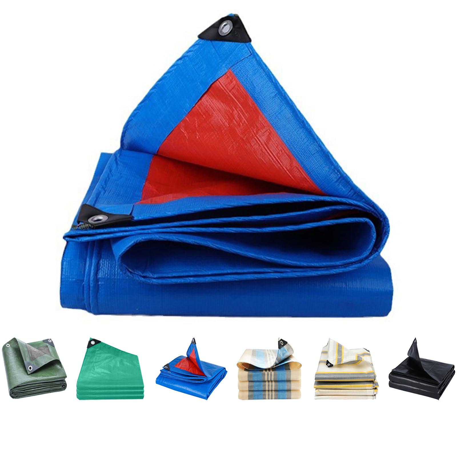 Toldo impermeable exterior azul de lona con ojales resistente al agua para jardines