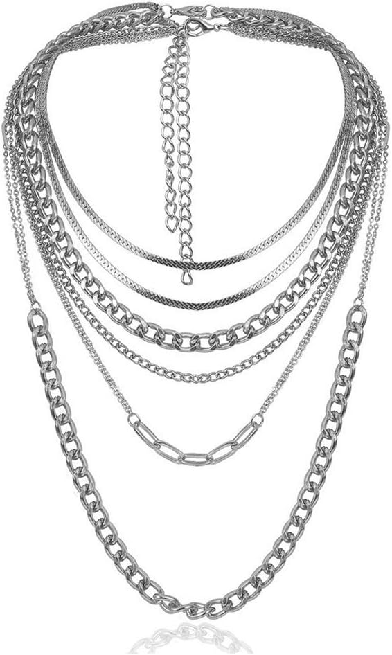 Chunky Necklaces for women Punk Chain Silver Statement Collar Necklace