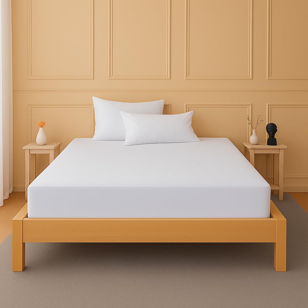 Sheet Story White 100% Egyptian Cotton Double Fitted Sheet - 41Cm Deep Pocket - 400 Thread Count - Hypoallergenic, Soft Fitted Bed Sheets Double