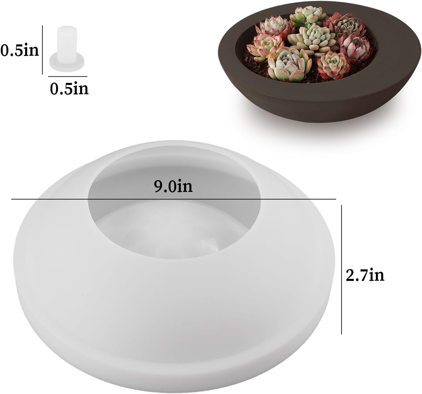 Wehous Large Round Container Mold, Silicone Irregular Bowl Storage Resin Concrete Molds, Candle Holder Succulent Planter Jewelry Trinket Tray Plate Mold DIY Epoxy Resin Casting Plaster Cement Decor image 3