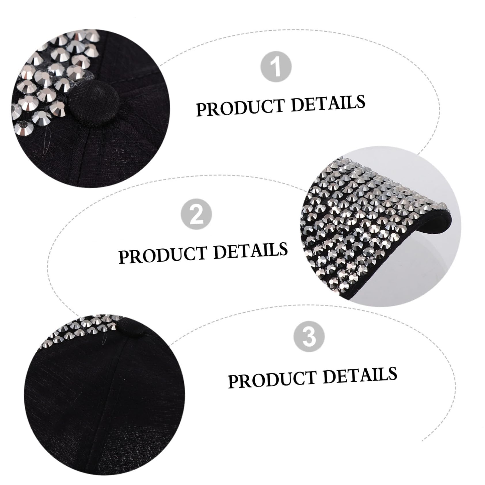 BESPORTBLE 3 Pezzi Cappello con Visiera Parasole Stile Hiphop con Diamante Brillante Multiuso per Allenamento Casual Quotidiano Viaggio Ufficio Vacanza Yoga Parco