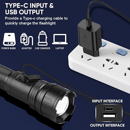 Miniatura 2 de Linterna LED súper brillante de 3000 lm con luz COB, linterna de mano recargable, múltiples modos, impermeable IP65, carga USB-C, perfecta para