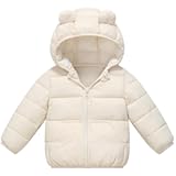 Baby Hooded Down Jacket Boys Girls Light Puffer Winter Coats Toddler Bear Ears Zipper Up Down Coats Outwear 6M-4T