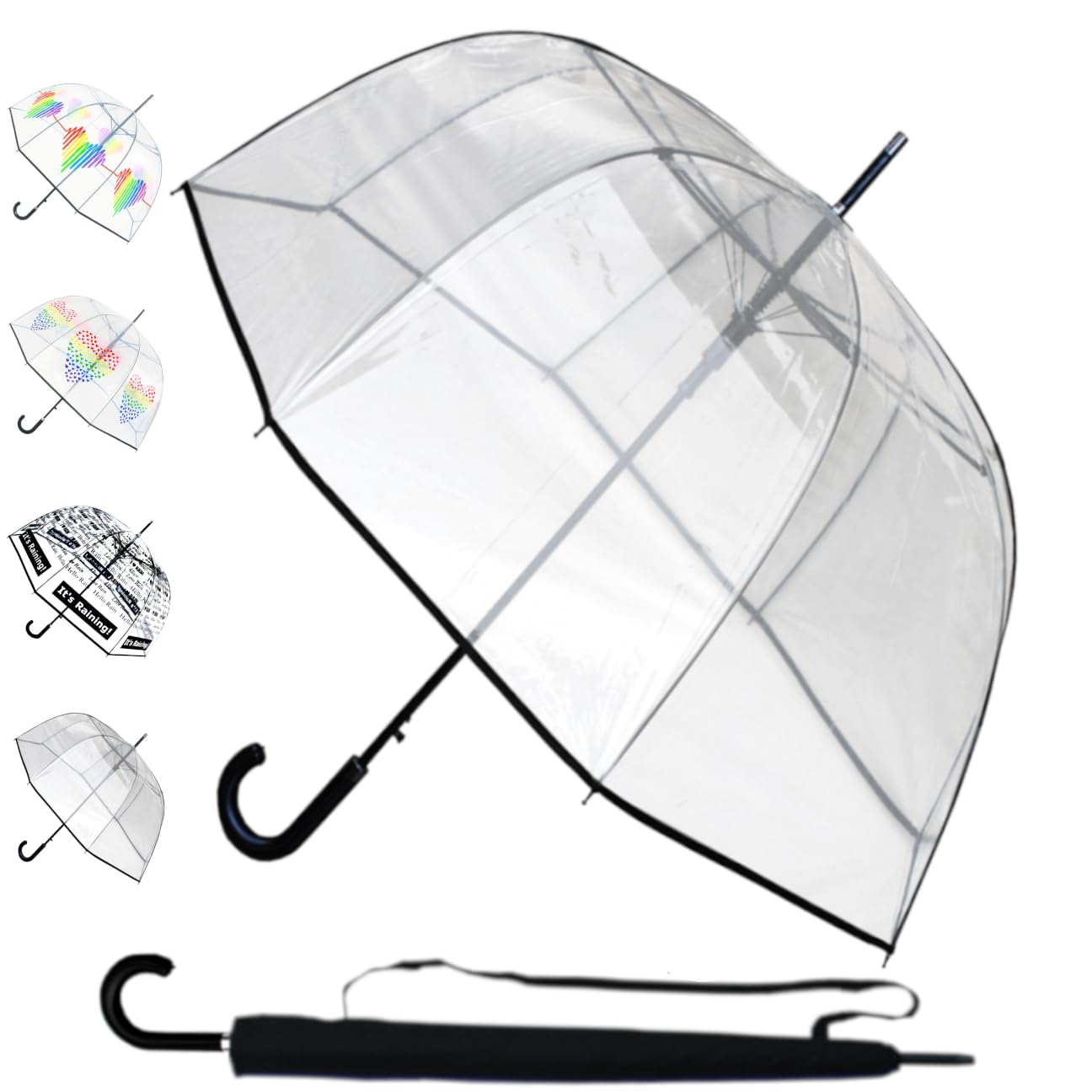 COLLAR AND CUFFS LONDON SELTENE Automatik Regenschirm Transparent Sturmfest - Stockschirm Durchsichtig Windfest - Großer 138 cm Bogen - SEHR STARK - Verstärkt mit Fiberglas - Damen Herren