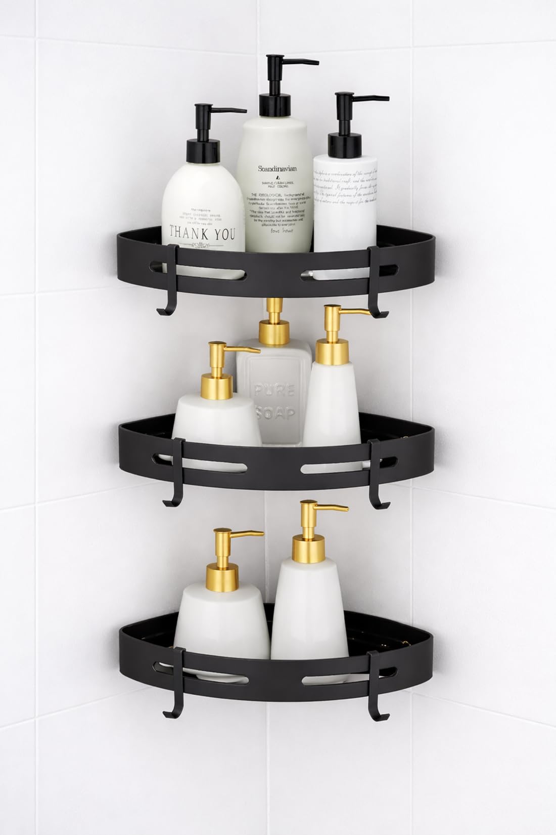 DODGE 'N WOLVES Pack of 3, Self Adhesive ABS Plastic Bathroom Corner Shelf for Wall Shelf Organizer Wall Mounted Bathroom Shelves Rack Holder Stand for Bathroom Organiser Without Drill-image-21