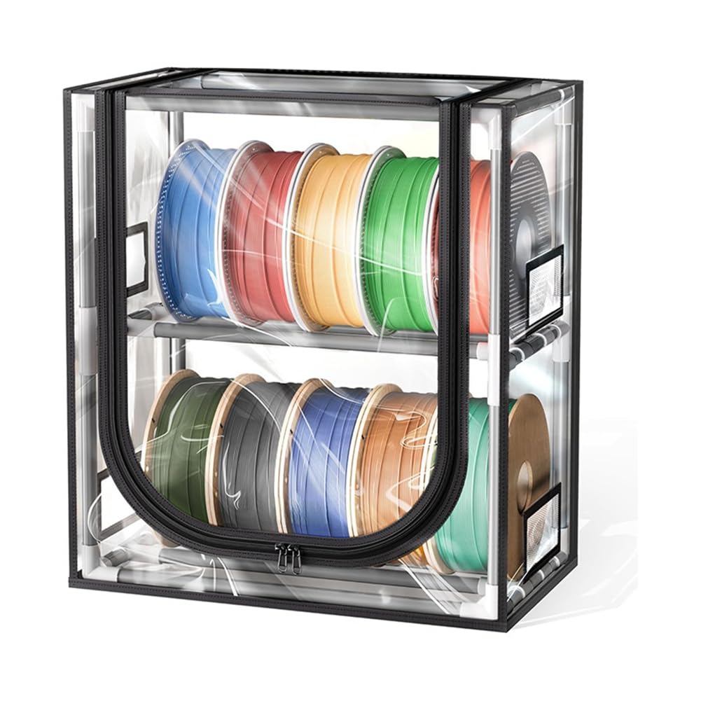 UDSKNV[KSL Holds Up to 10 Rolls 3D Printer Filament Storage Box 2 Tiers Filament Storage Rack with Trans Transparent Cover