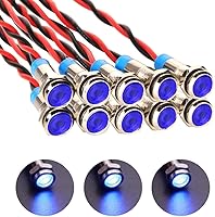 Vista 1 de 10 piezas de luz indicadora LED con cable impermeable de 6 mm AC/DC 12-24V (Azul)