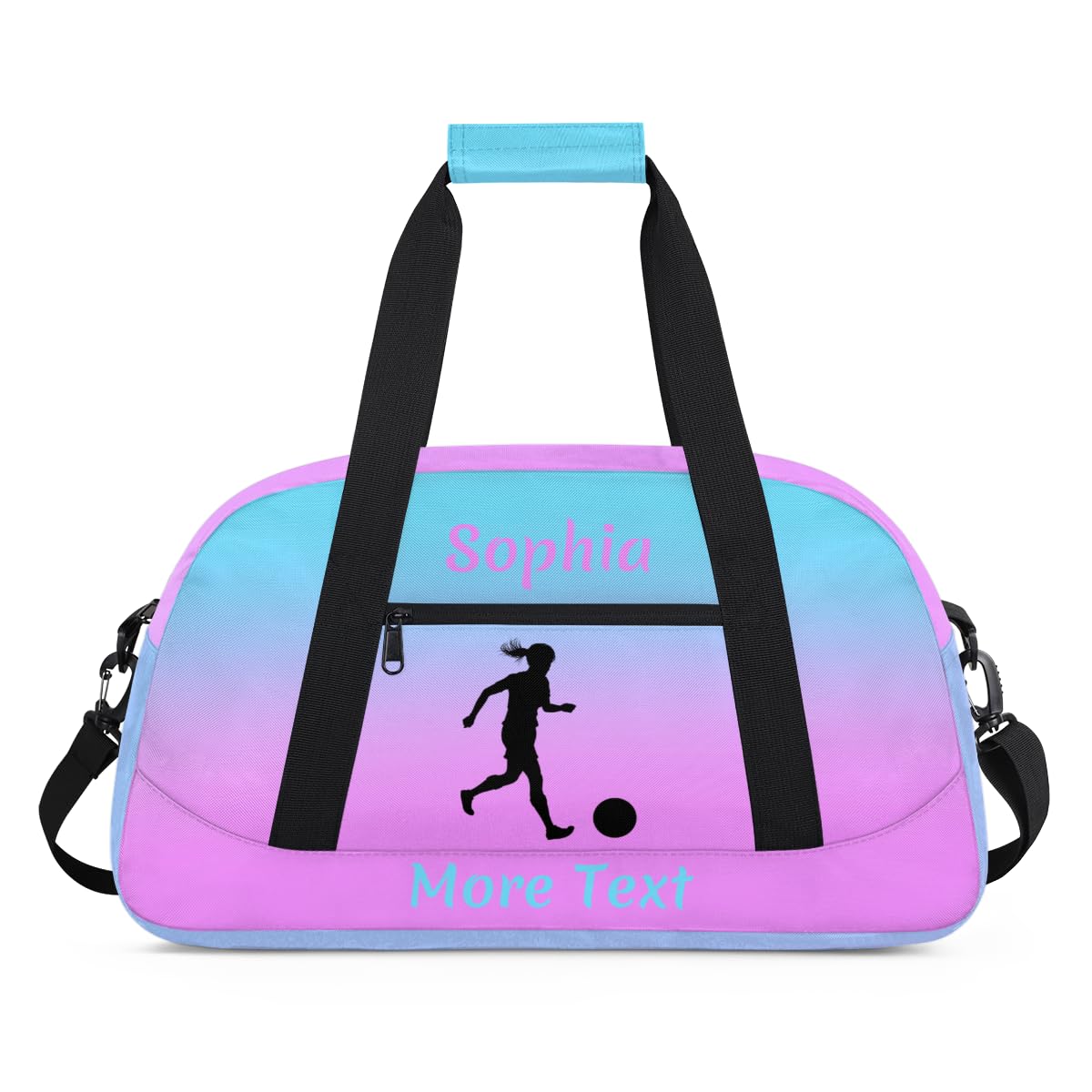 Personalized Sport Duffle Bag for Girls, Custom Kids Gym Bag with Name, Fit School Practice, or Overnight Weekender Travel Pink Soccer