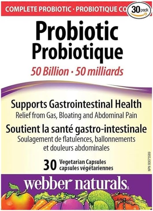 Webber Naturals Probiotic 50 Billion, 30 Vegetarian Capsules