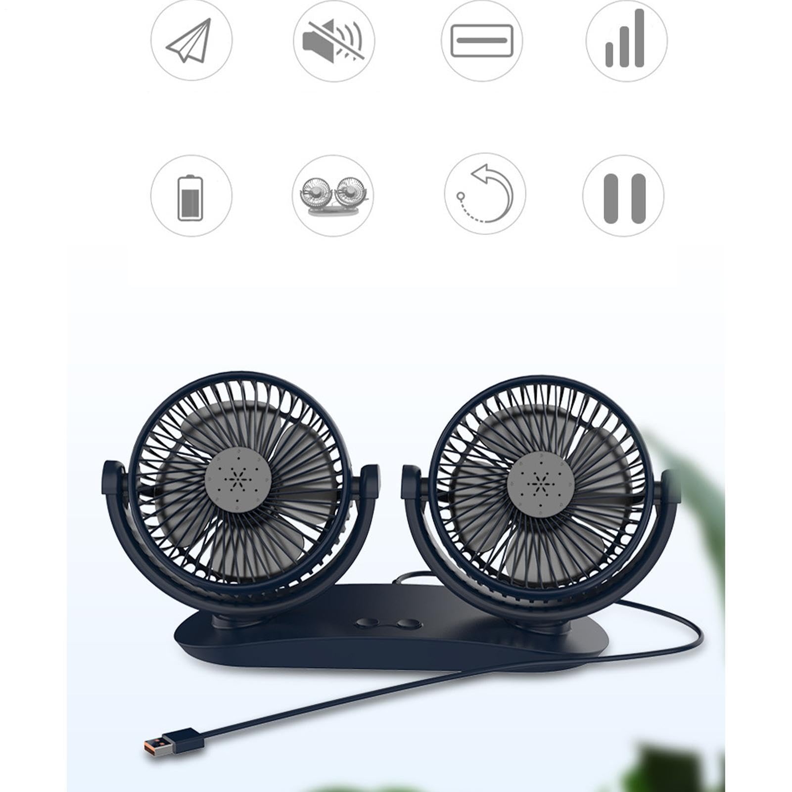 Ventilatore Per Auto A Doppia Testa - Scrivania USB Da 529 G | Circolatore D'aria Con Forte Con Rotazione A 360 Gradi Per Cruscotto Dispositivo Di Raffreddamento Per Viaggi Sul Posto D