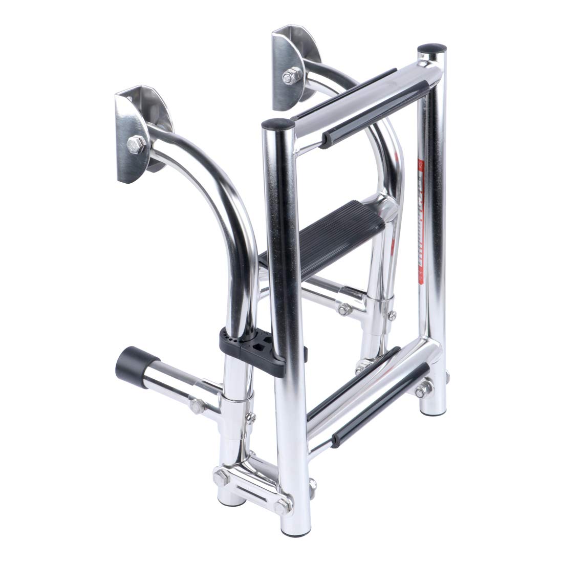 JXYQ 3 Steps Stainless Steel Boat Ladder Grips 2+1 Steps Transom Mount Folding Stern Ladder Removable Ladder Extension Ladder