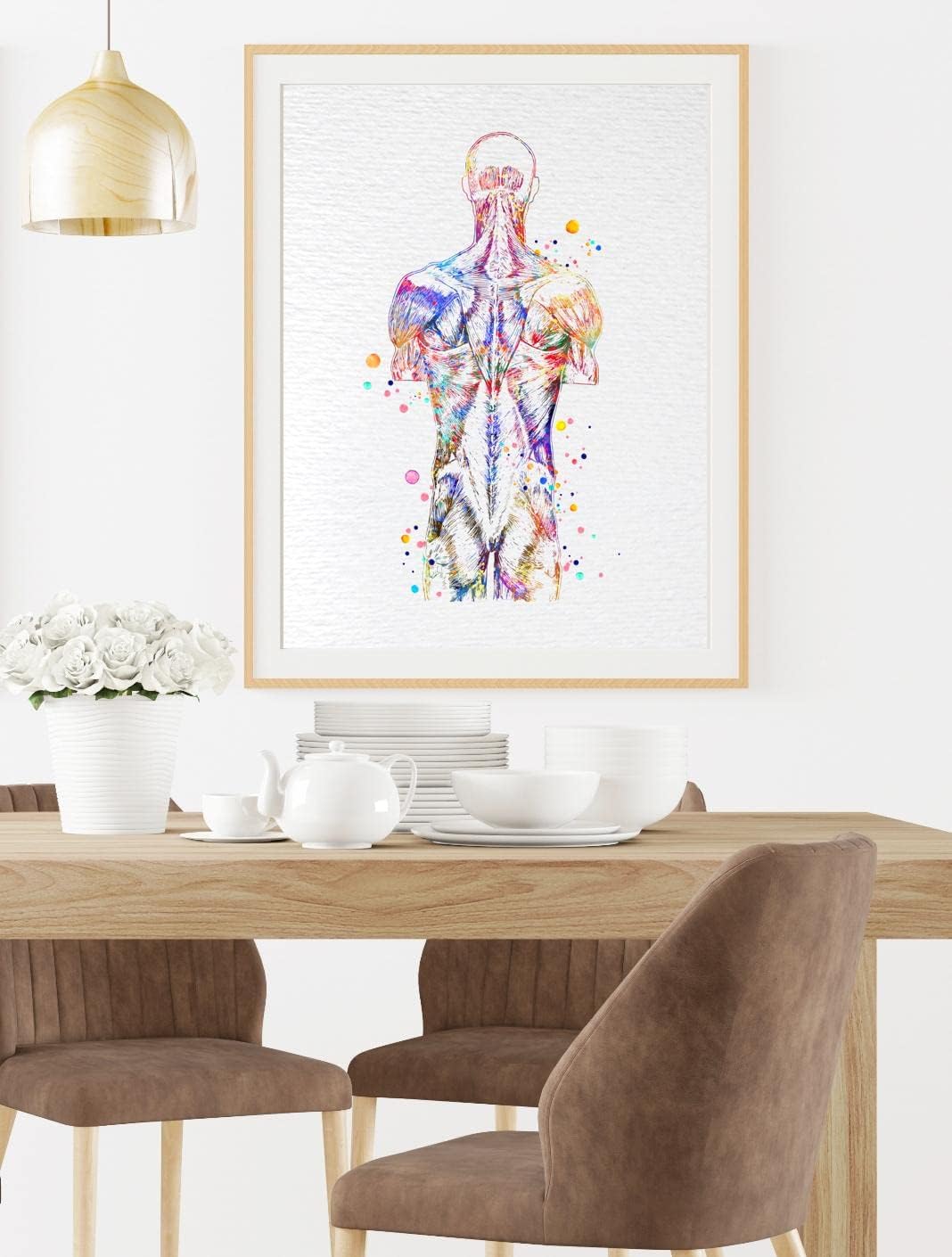 Dignovel Studios 13X19 Unframed Back Muscle Human Anatomy Watercolor Art Print Poster Medical Science Orthopedic Surgery Skeleton Chiropractor Clinic Office Wall Décor DN737