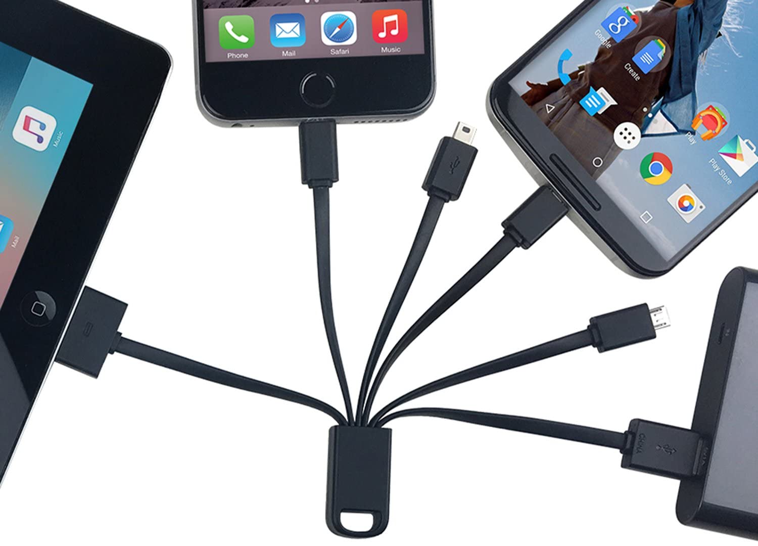 Universal Compact 5-in-1 Multi-USB Charging Cable - Micro-USB (Compatible with Android/Windows Devices), Mini-USB and iOS 30-Pin (Compatible with iPhones/iPads) (B0C9WMPH88) Amazon Price History, Amazon Price Tracker
