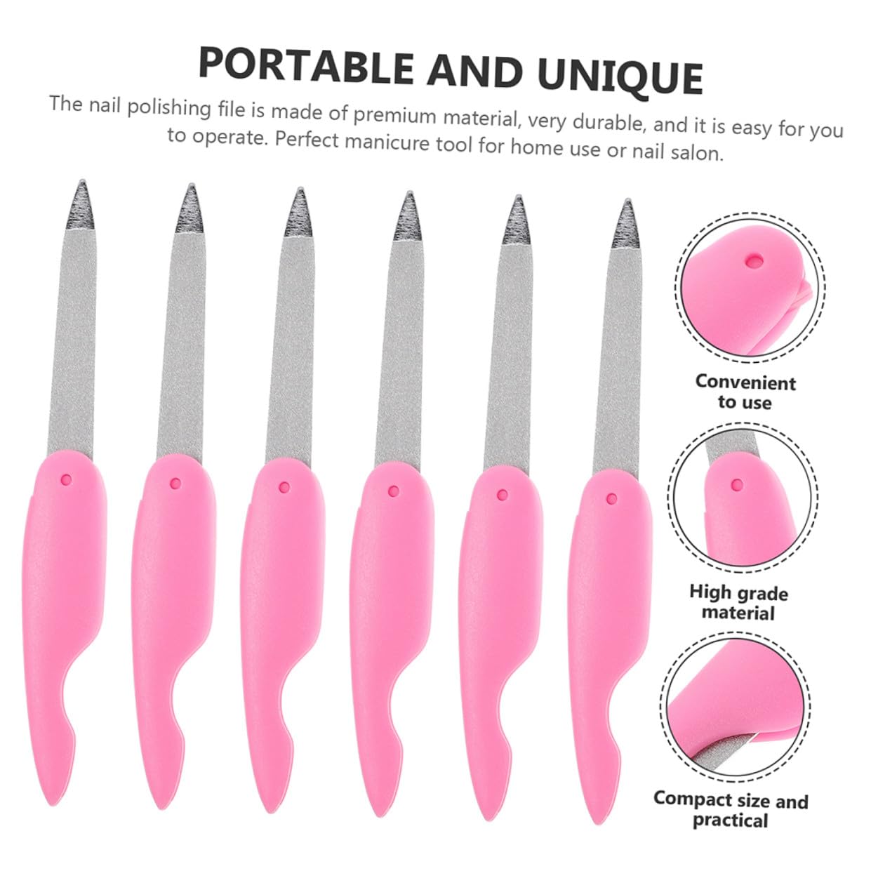Lima per Unghie Pieghevole in Metallo 8 Pezzi Rosa | Rifinitura Doppia Faccia, Formato Mini Portatile, Uso Domestico e Salone