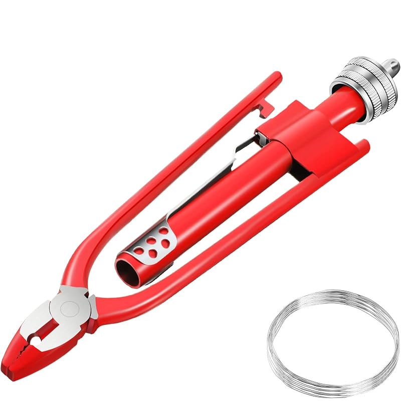 Alicate Torcedor de Arame de Segurança Honoson em Aço-Carbono Vermelho para Manutenção Automotiva e Industrial com Fio de Aço de 10 m Kit com 2 peças