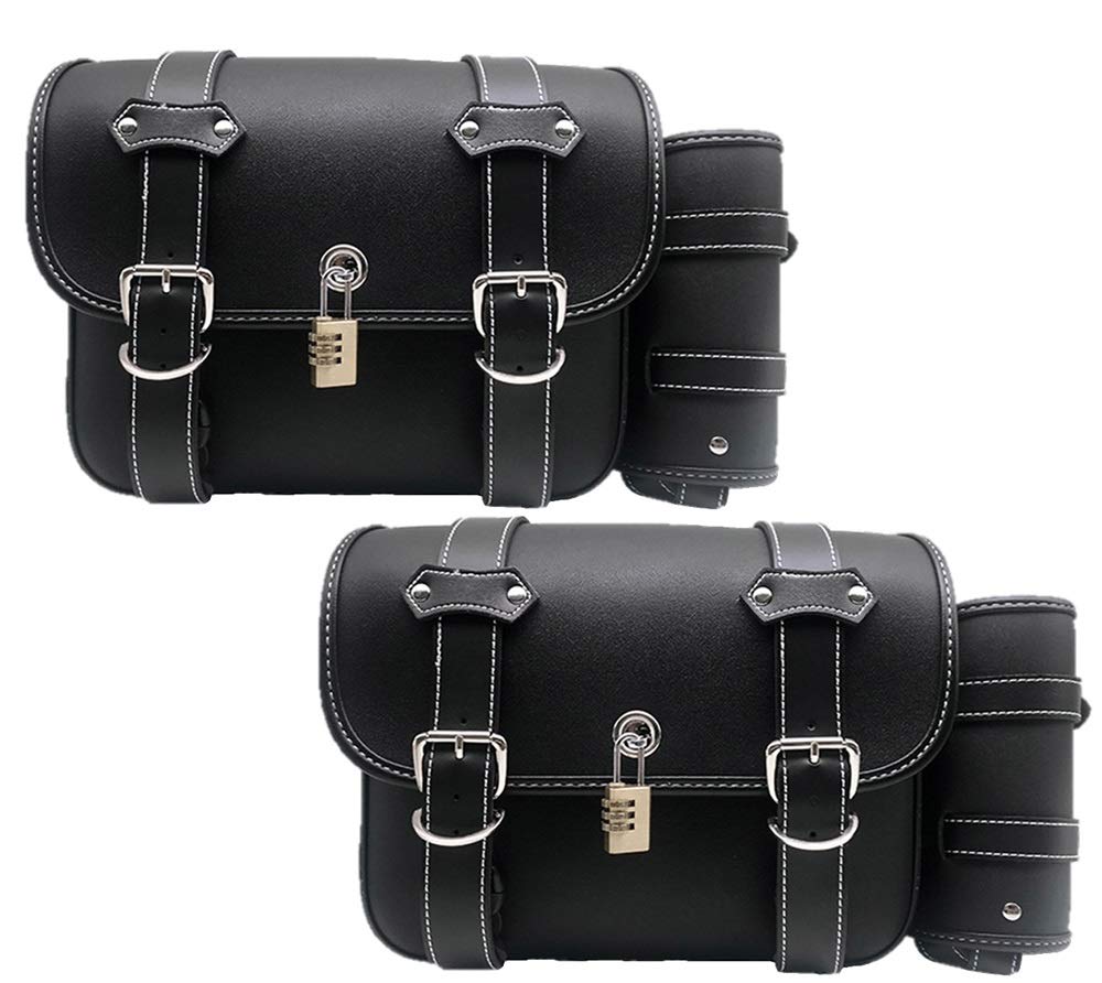 Amazon | バイク サイド バッグ レザー ハーレー ツール サドル 南京錠